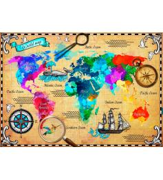 Puzzle Bluebird Mapamundi Colorido de 2000 Piezas