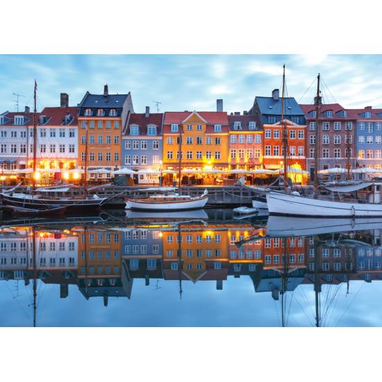 Puzzle Bluebird Nyhavn al Anochecer, Copenhague de 500 Piezas