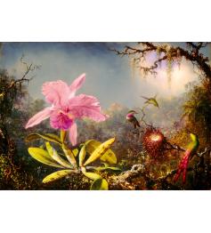 Puzzle Bluebird Orquídea Cattleya y Tres Colibríes de 1000 Piez