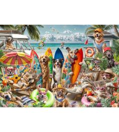 Puzzle Bluebird Perros Y Gatos En La Playa de 2000 Piezas
