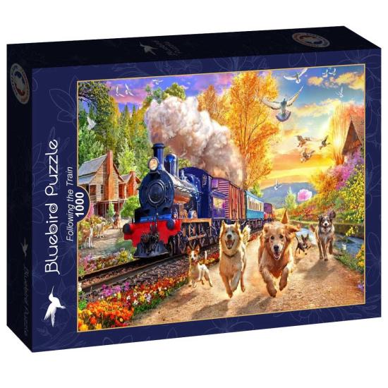 Puzzle Bluebird Persiguiendo el Tren de 1000 Piezas