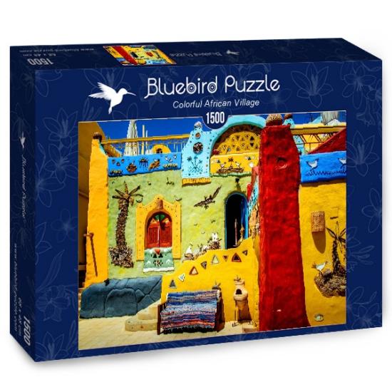 Puzzle Bluebird Pueblo Africano Colorido de 1500 Piezas