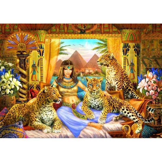 Puzzle Bluebird Reina Egipcia y sus Leopardos de 2000 Piezas