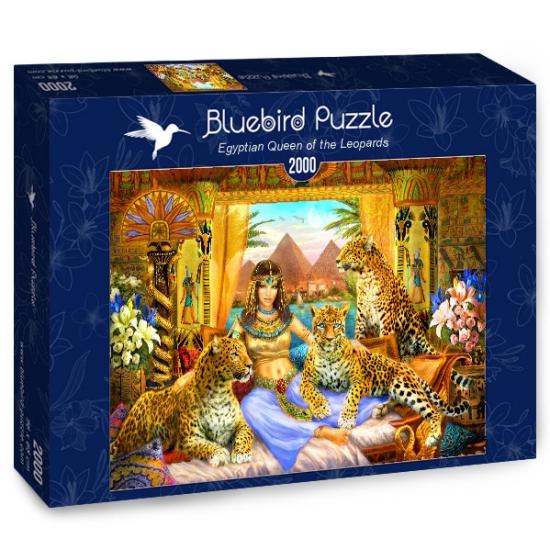 Puzzle Bluebird Reina Egipcia y sus Leopardos de 2000 Piezas