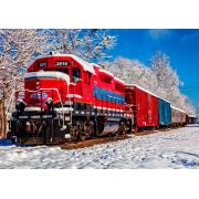 Puzzle Bluebird Tren Rojo en la Nieve de 1500 Piezas