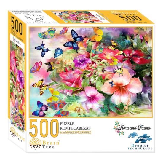 Puzzle Brain Tree Flores y Mariposas de 500 Piezas