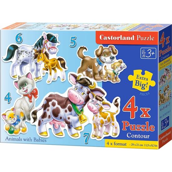 Puzzle Castorland Animales con su Bebé 4+5+6+7