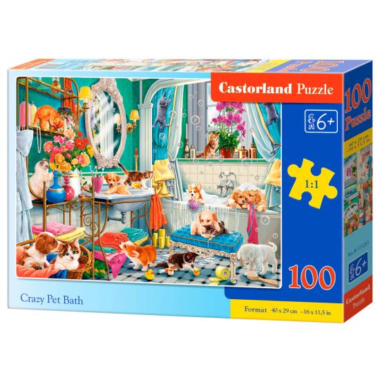 Puzzle Castorland Baño Loco de Mascotas de 100 Piezas