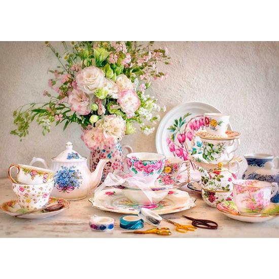 Puzzle Castorland Bodegón con Porcelana y Flores de 500 Piezas Puzzle Castorland Bodegón con Porcelana y Flores de 500 Piezas