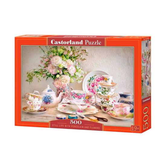 Puzzle Castorland Bodegón con Porcelana y Flores de 500 Piezas Puzzle Castorland Bodegón con Porcelana y Flores de 500 Piezas