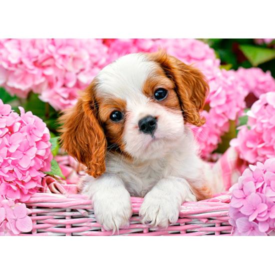 Puzzle Castorland Cachorro en Flores Rosas de 180 Piezas