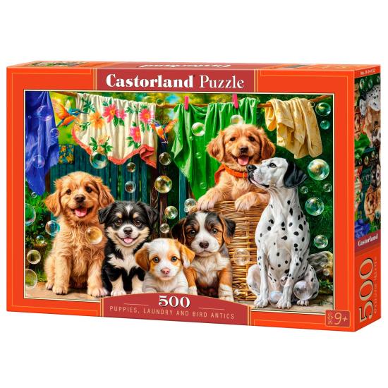 Puzzle Castorland Cachorros, Colada y Pájaros de 500 Piezas