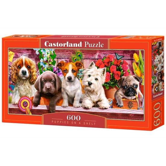 Puzzle Castorland Cachorros en un Estante de 600 Pzs