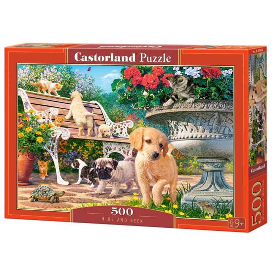 Puzzle Castorland Cachorros Jugando al Escondite de 500 Piezas Puzzle Castorland Cachorros Jugando al Escondite de 500 Piezas