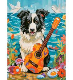 Puzzle Castorland Collie, Guitarra Y el Mar de 100 Piezas