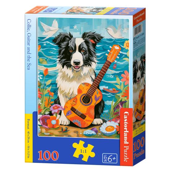 Puzzle Castorland Collie, Guitarra Y el Mar de 100 Piezas