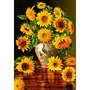 Puzzle Castorland Girasoles en Florero Pavo Real de 1000 Piezas