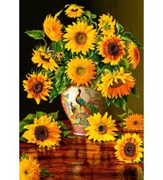 Puzzle Castorland Girasoles en Florero Pavo Real de 1000 Piezas
