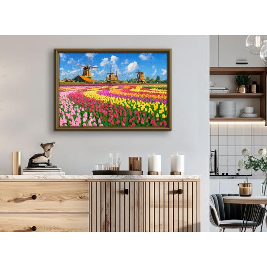 Puzzle Castorland Molinos Holandeses entre Tulipanes de 1000 Pie