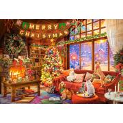 Puzzle Castorland Nochebuena con Mascotas de 1000 Piezas