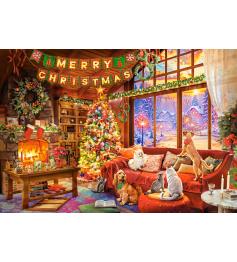 Puzzle Castorland Nochebuena con Mascotas de 1000 Piezas
