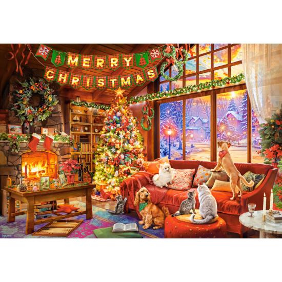 Puzzle Castorland Nochebuena con Mascotas de 1000 Piezas