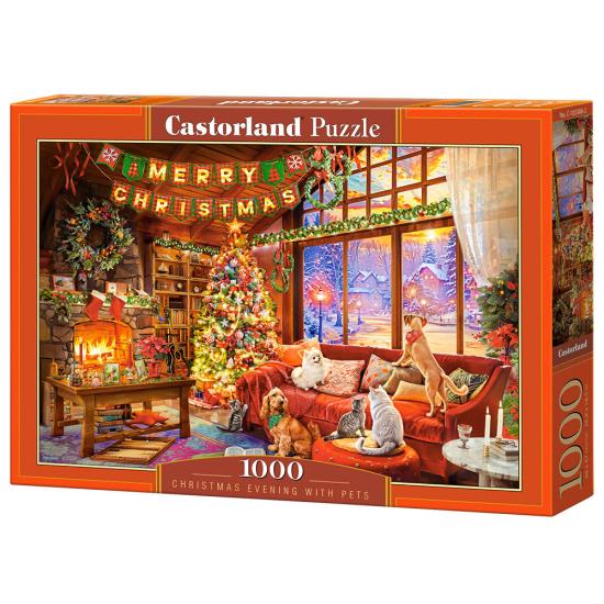 Puzzle Castorland Nochebuena con Mascotas de 1000 Piezas