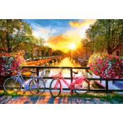 Puzzle Castorland Pintoresca Amsterdam con Bicicletas de 1000 P