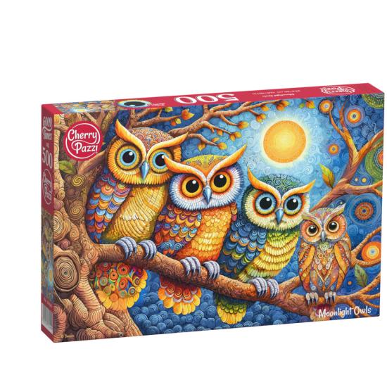 Puzzle Cherry Pazzi Búhos a la Luz de La Luna de 500 Piezas