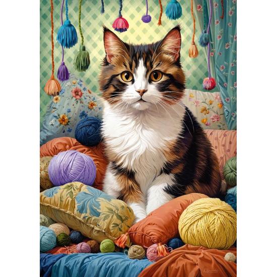 Puzzle Cherry Pazzi Gato entre Madejas de 1000 Piezas