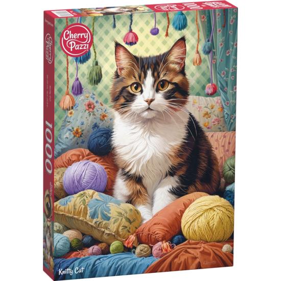 Puzzle Cherry Pazzi Gato entre Madejas de 1000 Piezas