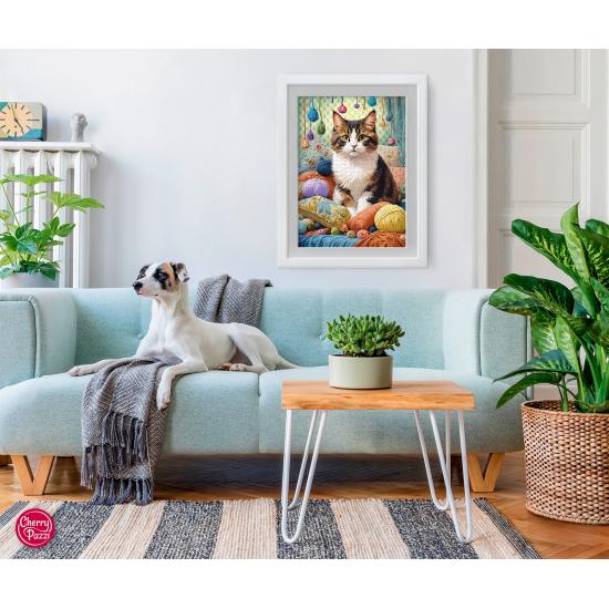 Puzzle Cherry Pazzi Gato entre Madejas de 1000 Piezas