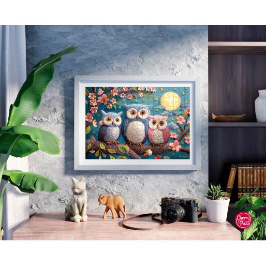 Puzzle Cherry Pazzi Lindos Búhos de Lana XXL 300 Piezas