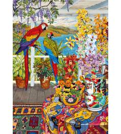 Puzzle Cherry Pazzi Loros en la Baranda de 1000 Piezas