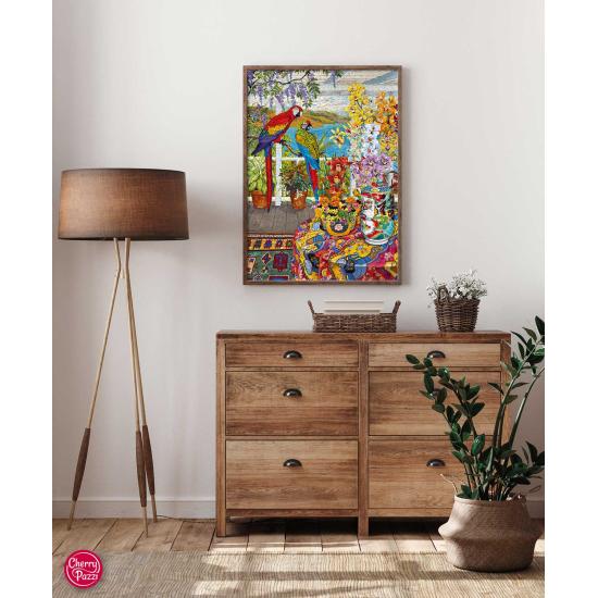 Puzzle Cherry Pazzi Loros en la Baranda de 1000 Piezas Puzzle Cherry Pazzi Loros en la Baranda de 1000 Piezas