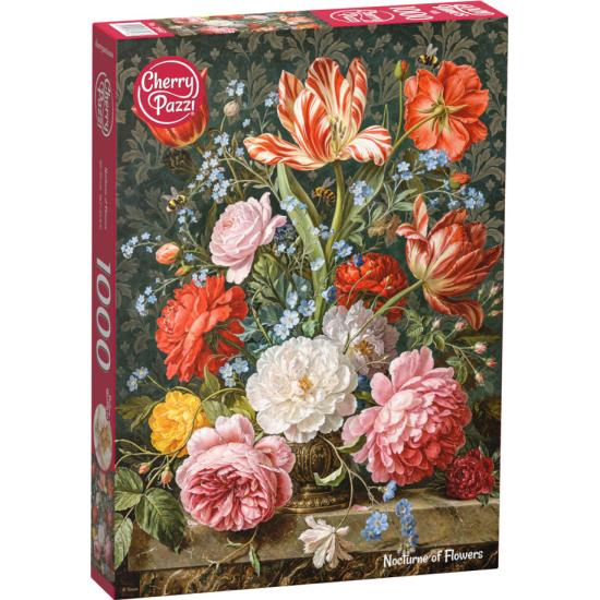 Puzzle Cherry Pazzi Nocturno de Flores de 1000 Piezas