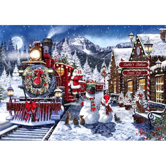 Puzzle Clementoni Estación con Muñecos De Nieve de 500 Piezas