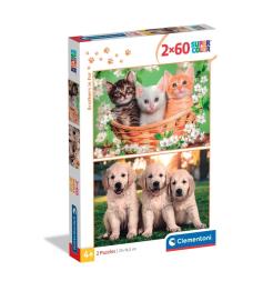 Puzzle Clementoni Hermanos Peludos de 2 x 60 Piezas