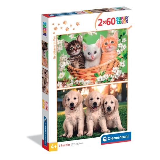 Puzzle Clementoni Hermanos Peludos de 2 x 60 Piezas