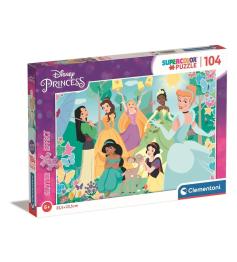 Puzzle Clementoni Princesas Disney Efecto Glitter de 104 Piezas