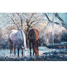 Puzzle Cobble Hill Caballos de Invierno XXL de 500 Piezas