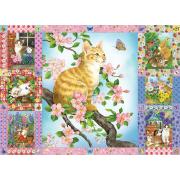 Puzzle Cobble Hill Colcha de Gatitos y Flores de 1000 Piezas