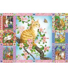 Puzzle Cobble Hill Colcha de Gatitos y Flores de 1000 Piezas