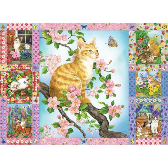 Puzzle Cobble Hill Colcha de Gatitos y Flores de 1000 Piezas Puzzle Cobble Hill Colcha de Gatitos y Flores de 1000 Piezas