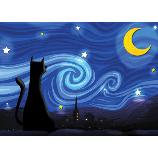 Puzzle Cobble Hill El Gato en la Noche Estrellada XXL de 500 Pz Puzzle Cobble Hill El Gato en la Noche Estrellada XXL de 500 Pz