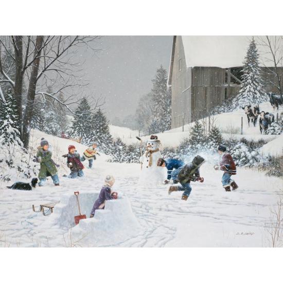 Puzzle Cobble Hill Pelea de Bolas de Nieve 500 Piezas