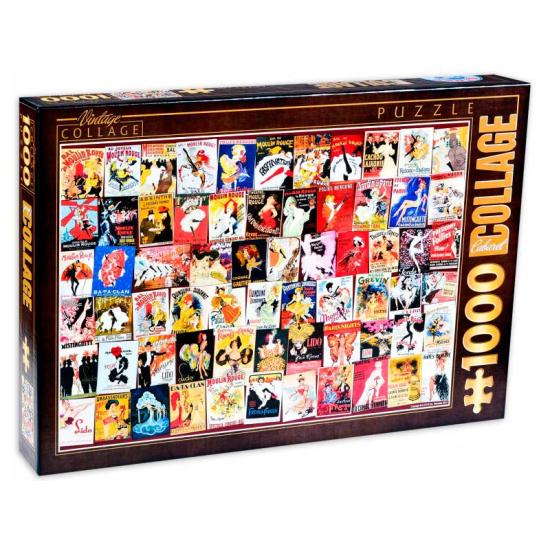 Puzzle D-Toys Collage Vintage, Cabaret de 1000 Piezas