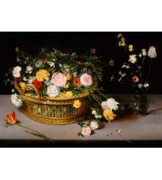 Puzzle D-Toys Flores en una Cesta de Madera de 1000 Piezas