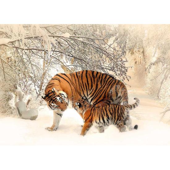 Puzzle Deico Tigres en la Nieve de 1000 Piezas