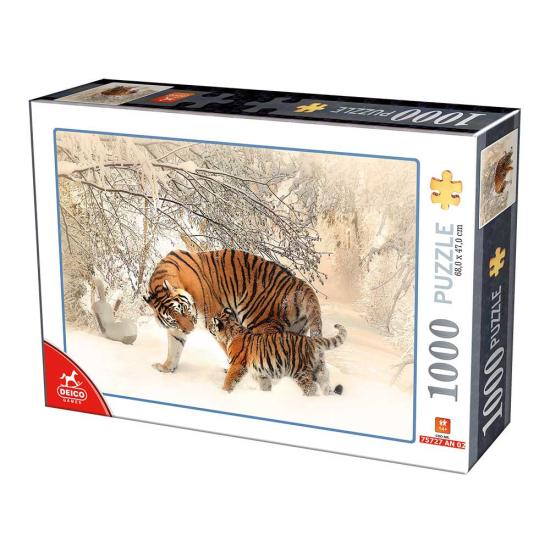 Puzzle Deico Tigres en la Nieve de 1000 Piezas